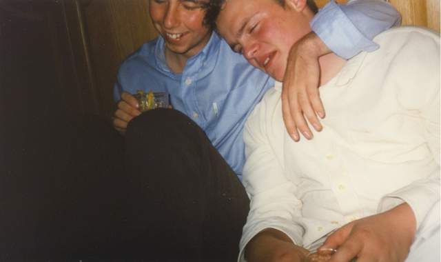 Simon and Graham at the end of a long night
