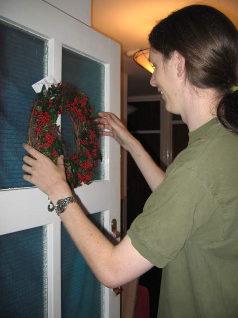 Hanging the wreath
