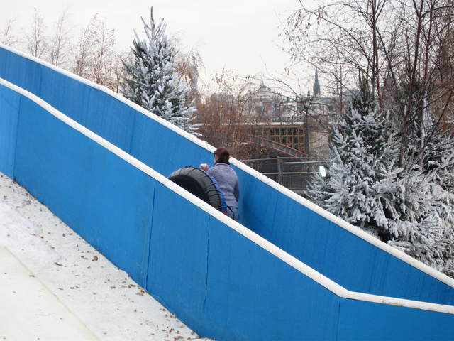Ali climbing the Ice Slide