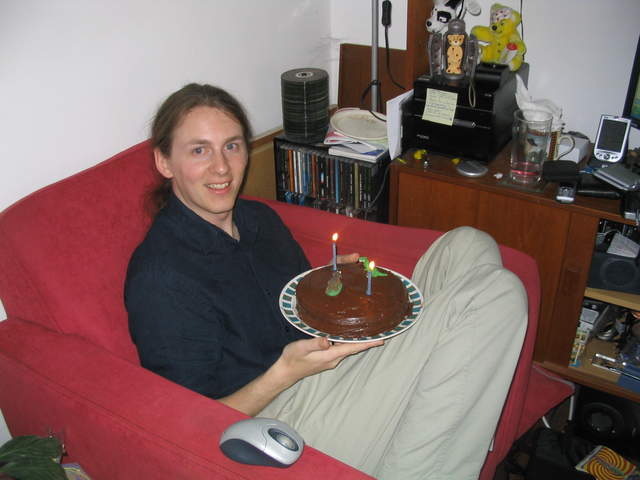 Kevin blowing out the candles