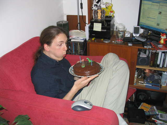 Kevin blowing out the candles
