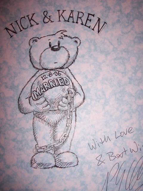 Nick and Karen's bad taste bear, by Pete Underhill