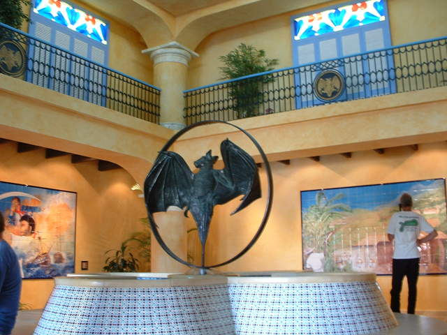The Bacardi bat water fountain in the visitors center