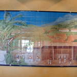 Hand painted tile depicting the workers of the rum industry