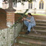 Kev decorating the railings