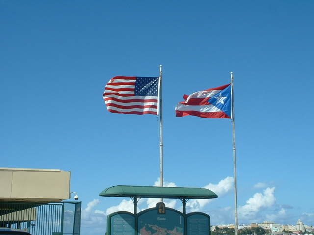 Flags outside the Ferry port