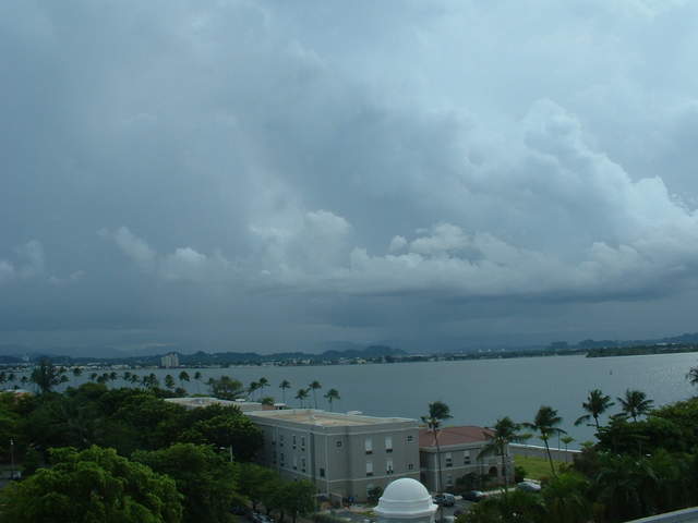 View of San Juan from Viejo San Juan on Tetuan St.