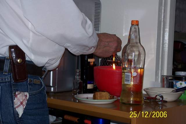 Guy, ready to light the christmas pudding