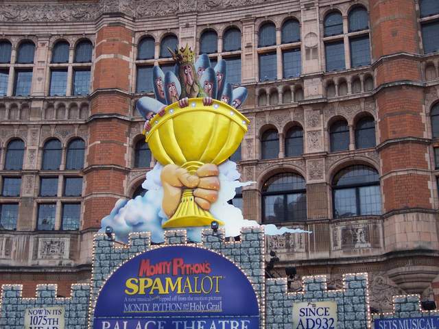 The Palace Theatre, decked out for Spamalot