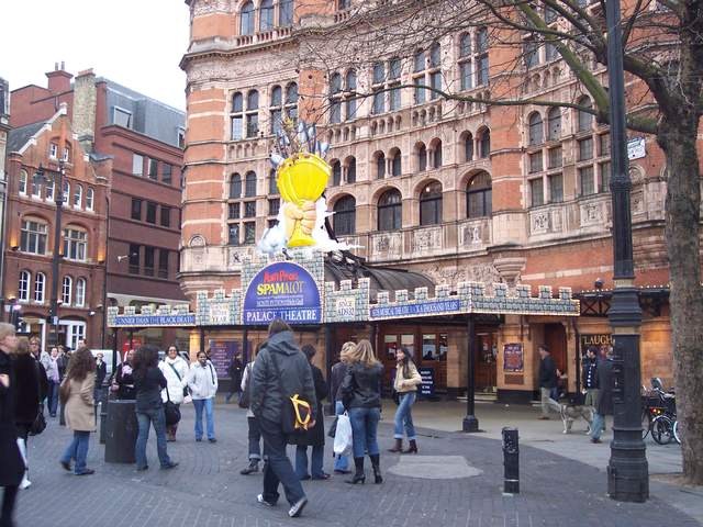 The Palace Theatre, decked out for Spamalot