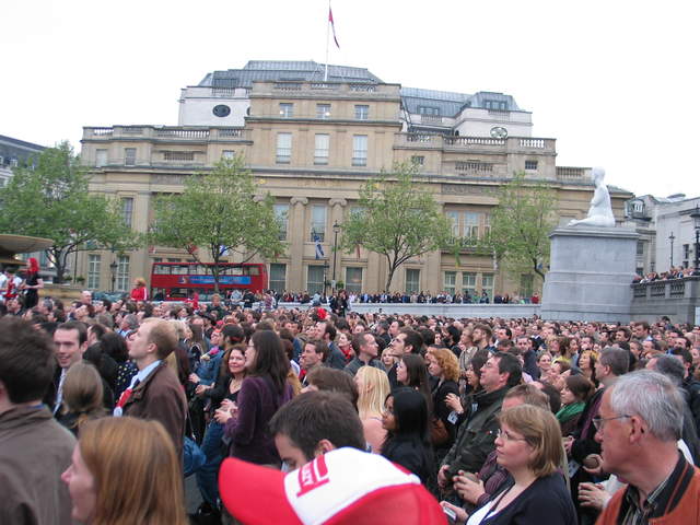 The crowds of Spamalot at Trafalgar Sq.