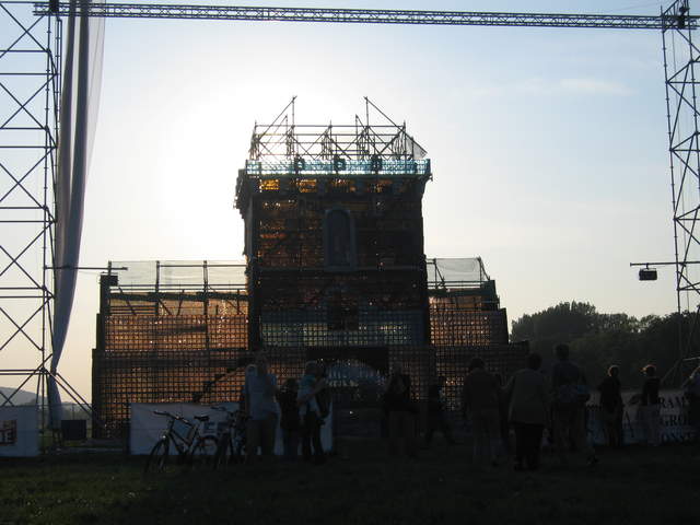 Replica of Brama Floriańska (Florianska Gate) made out of glass bottles