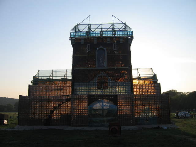 Replica of Brama Floriańska (Florianska Gate) made out of glass bottles