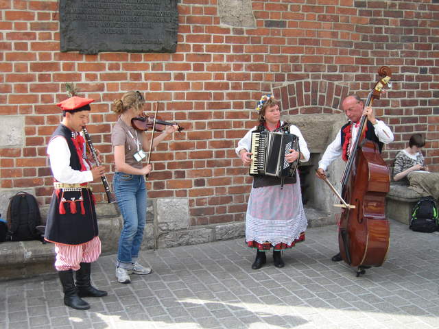 Entertainers by the town hall tower