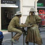 Living statues in the square