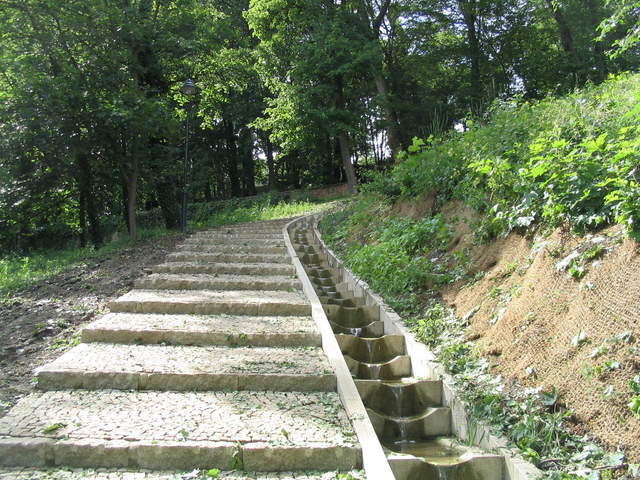 Steps leading up Petřín Hill