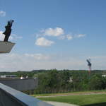 Sanctuary of God's Mercy statue on the tower
