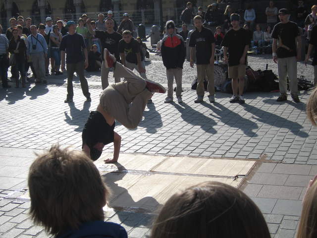 Street entertainers in market square