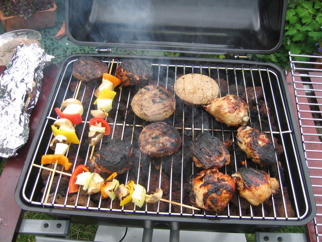 Food charring nicely on the barbeque