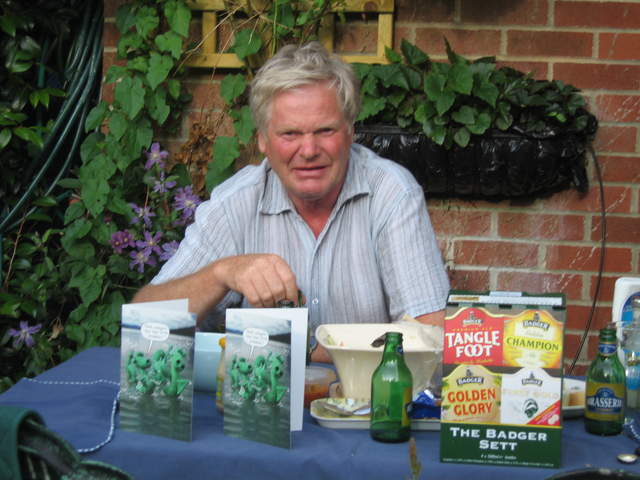 Dad with his cards