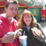 Hotdogs for Gemma and Andy - look how happy she is!