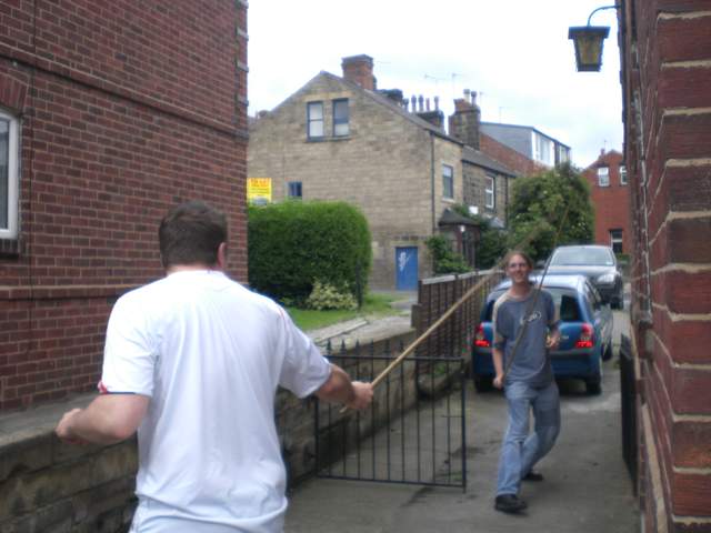 Sword fighting boys