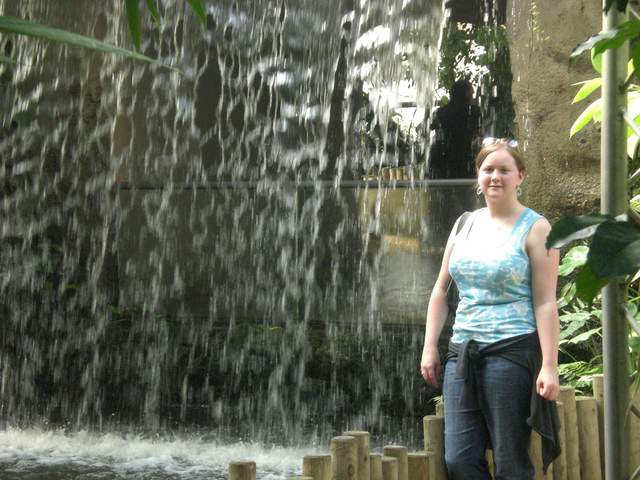 ... and this is a close up of Alison next to the waterfall...