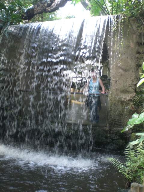 Alison behind the waterfall