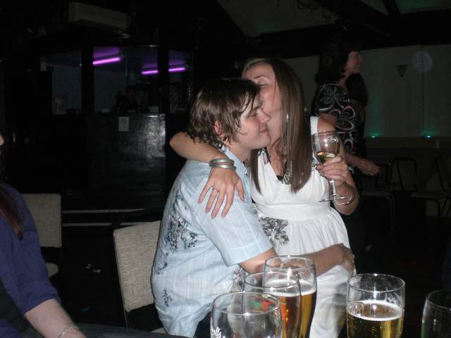 Awww, Jen has been away for a month and Chris can't put her down