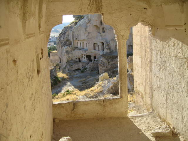 Looking out of the ruins at Çavuşin