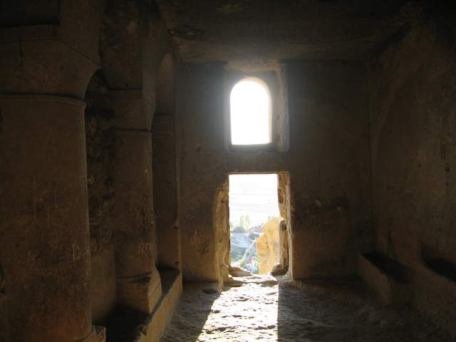 Looking out of the ruins at Çavuşin