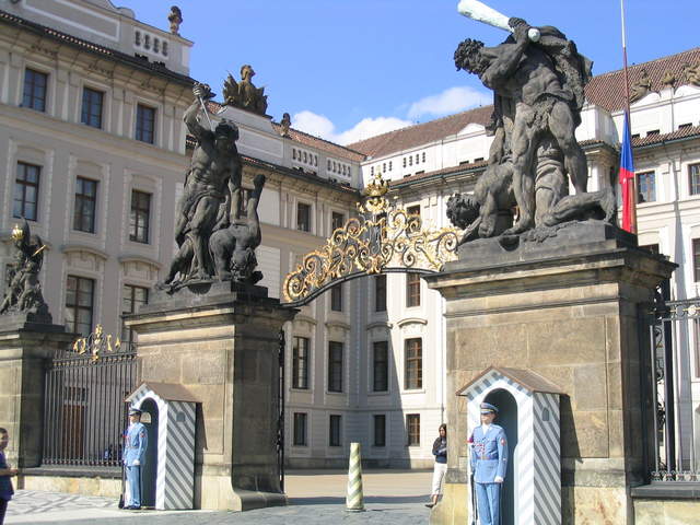 Battling Titans, and the guards in front of the First Courtyard