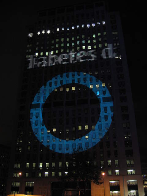 Diabetes Day project onto the Shell Building