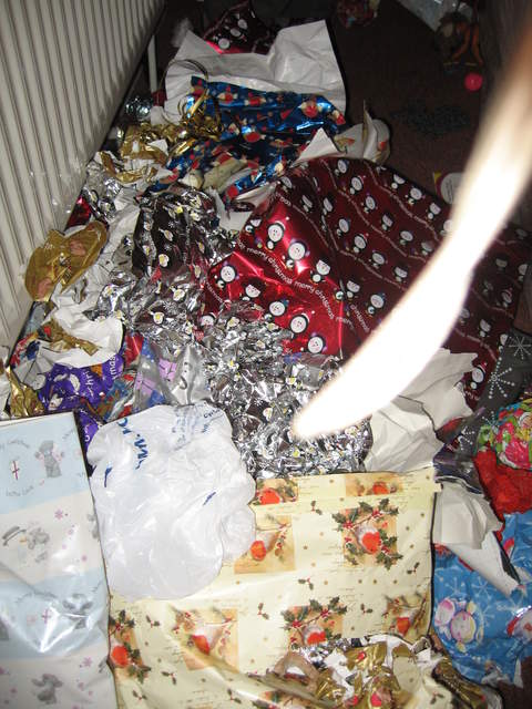 Wrapping paper pile
