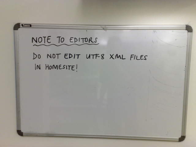 Do not edit UTF-8 files in Homesite!