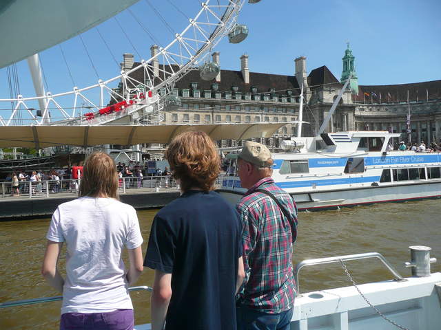 Catherine, Andrew and Jim looking at the London Eye