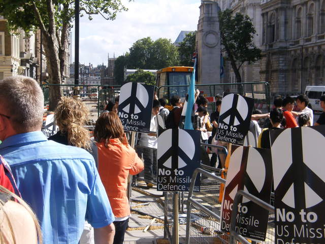 Campaign for Nuclear Disarmament outside Downing St.