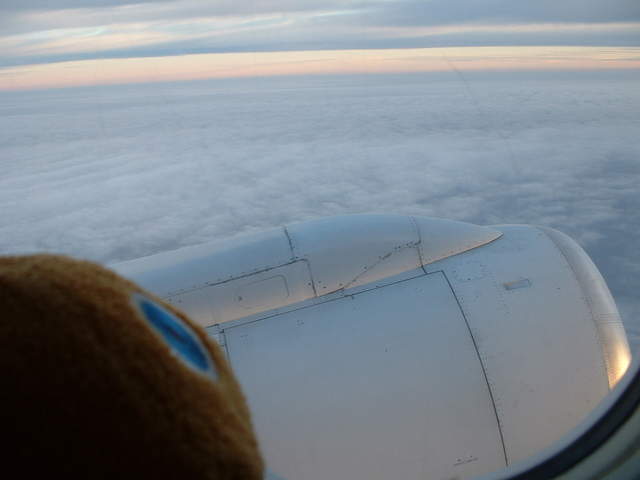Enjoying the view of the clouds while in flight