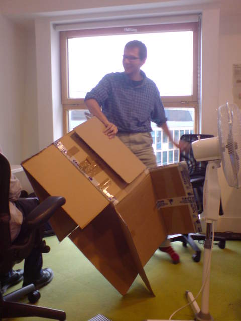Viktor almost in a box