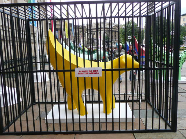 Yellow Superlambanana in a cage