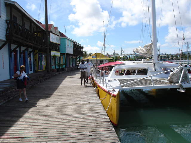 Catamaran which sailed around island