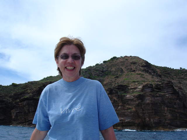 Trish on around island catamaran
