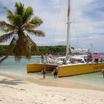 Stopping for lunch on round island cruise