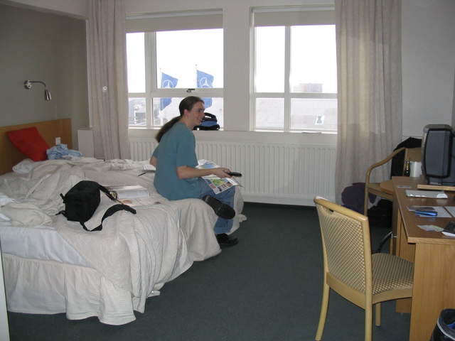 Kev watching tv