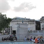Marion knitting on the plinth