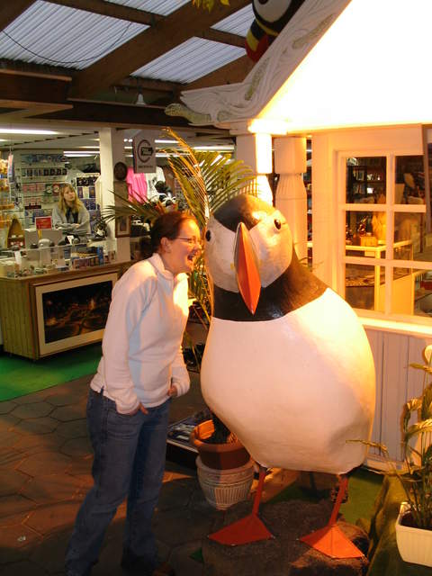Ali eating puffin.  Mmmmmm, puffin.