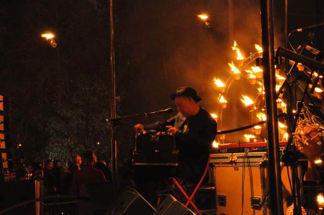 Musicians in the fire garden