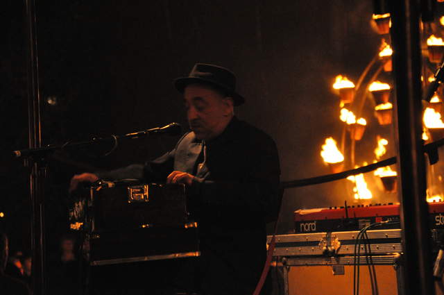 Musicians in the fire garden