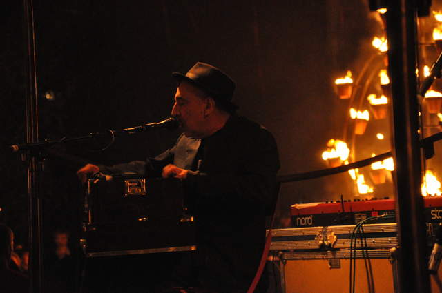 Musicians in the fire garden