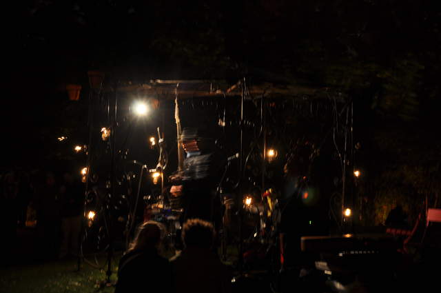 Musicians in the fire garden